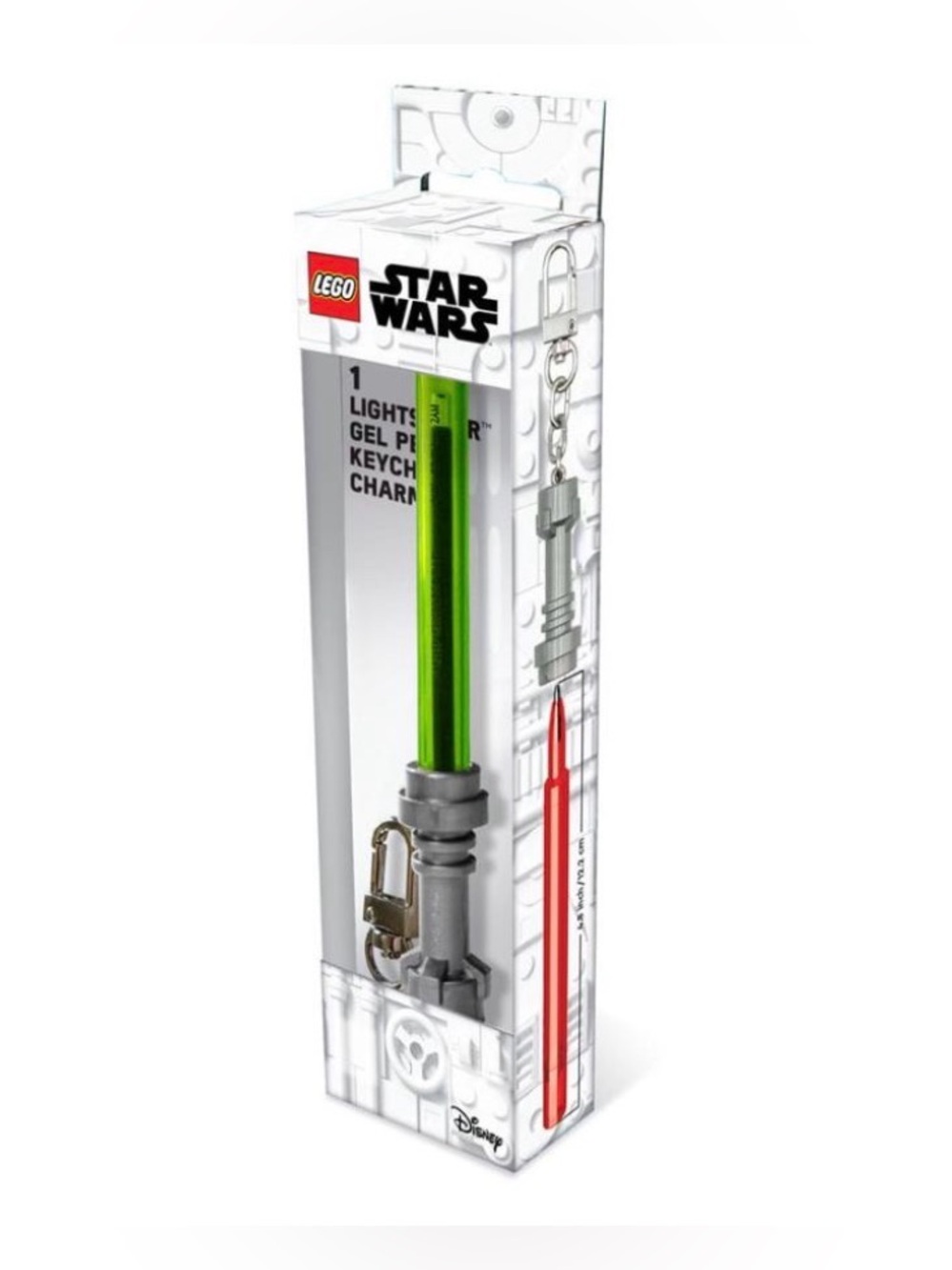 Star Wars LEGO Green or Blue Lightsaber Gel Pen Keychain with Gray Hilt